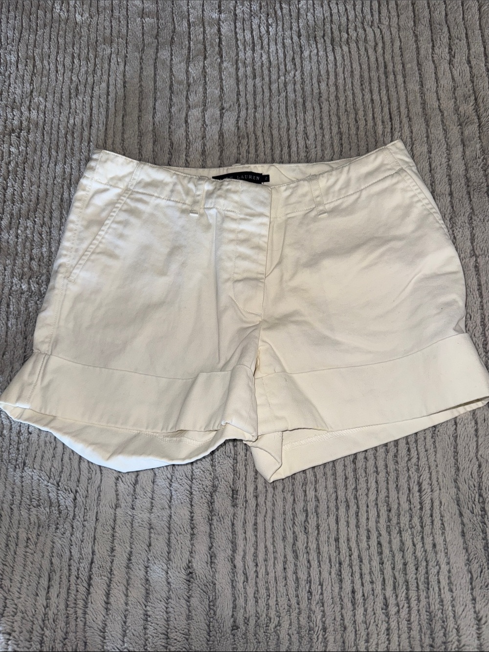 Ralph Lauren Off-White Cotton Roll-Hem Bermuda Shorts